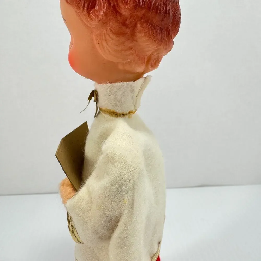 Vintage Christmas Caroler Figure Felt Holiday Decor MCM Japan Figurine